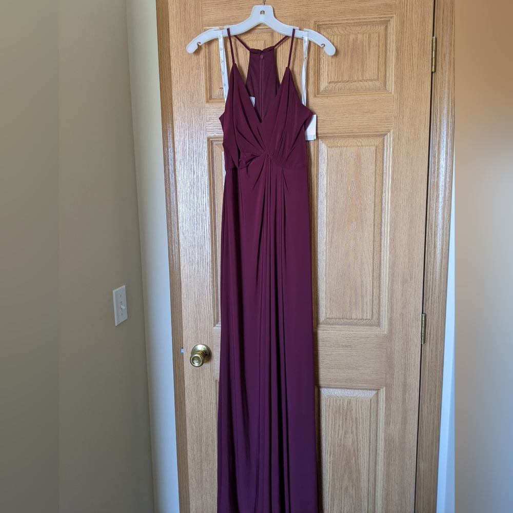 David's Bridal Vneck Drapped Jersey Dress